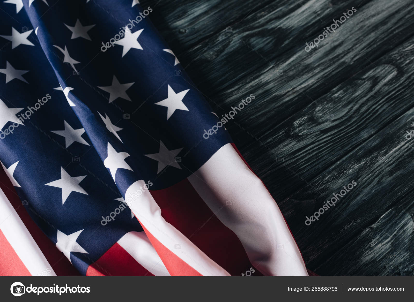 Folded Usa National Flag Grey Wooden Surface Memorial Day Concept ...