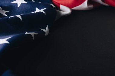 national flag of united states of america isolated on black, memorial day concept clipart