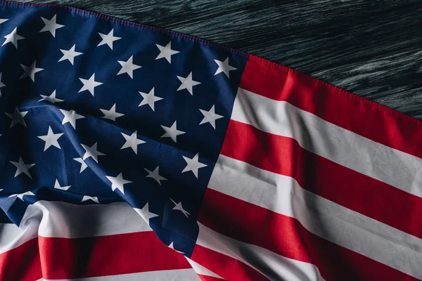 Bandeira Nacional Americana Superfície Madeira Cinzenta Conceito Dia Memorial — Fotografia de Stock