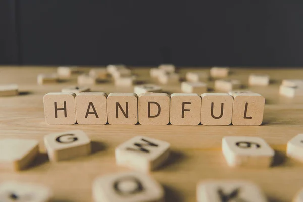 Selective Focus Word Handful Made Cubes Surrounded Blocks Letters Wooden — Stock Photo, Image