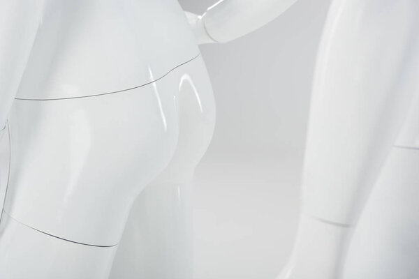 крупный план белых пластиковых мансард на сером фоне
 