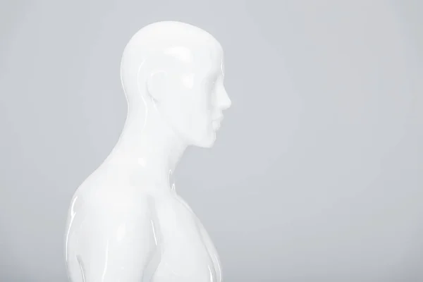 White Plastic Mannequin Isolated Grey Copy Space — ストック写真