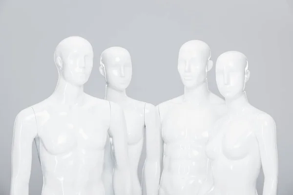 Mannequin Poupées Plastique Blanc Isolé Sur Gris — Photo