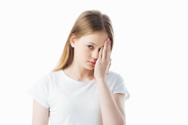 frustrated teenage girl showing facepalm isolated on white clipart
