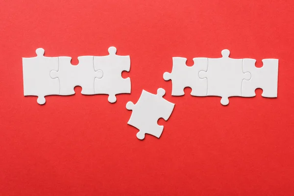 Top View Connected Jigsaw Puzzle Piece Red — Stock Photo, Image