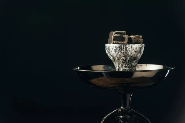 Современная Кальянная Чаша Углями Изолированными Черном — стоковое фото