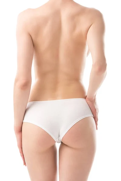 Back View Sexy Young Woman Panties Isolated White — Stock Photo, Image