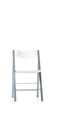 stainless folding chair on white with copy space clipart