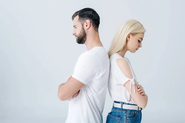 Mann Und Junge Frau Stehen Rücken Rücken Mit Verschränkten Armen — Stockfoto