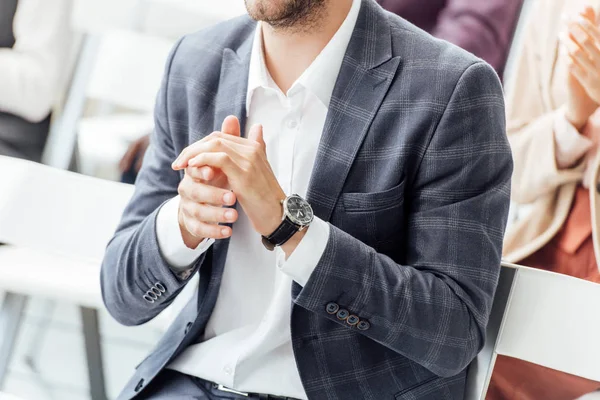 Cropped View Businessman Formal Wear Clapping Conference — Stock Photo, Image
