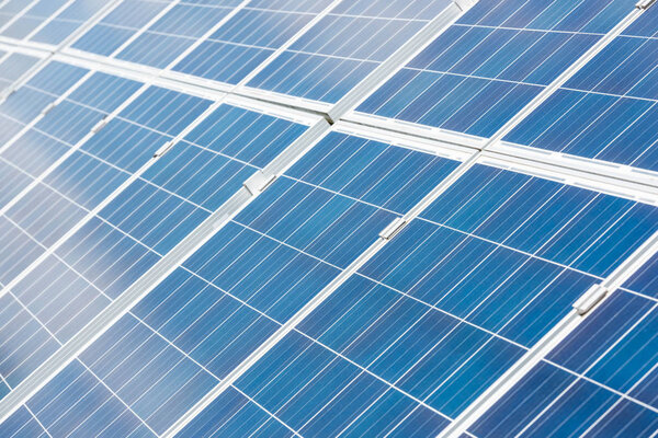 blue solar energy batteries with copy space outside 