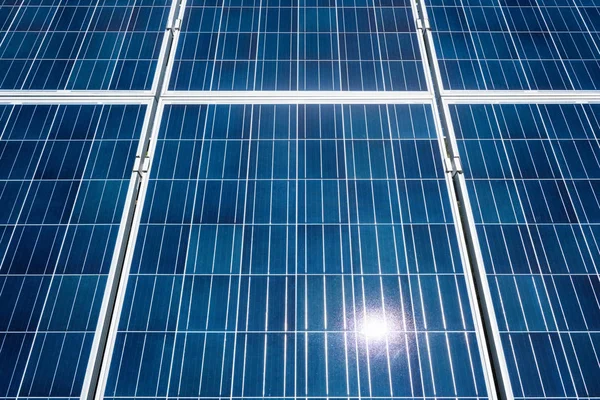 Baterías Energía Solar Azul Con Espacio Copia Exterior — Foto de Stock