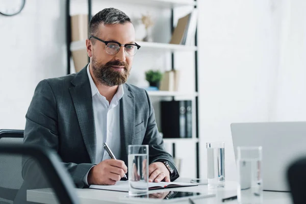 Handsome Businessman Formal Wear Glasses Looking Camera Office — Stock Photo, Image