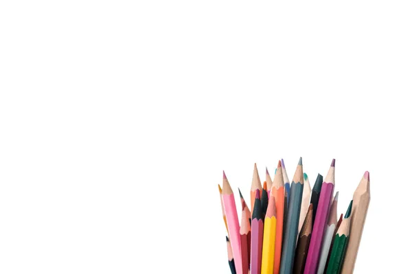 Lápis Coloridos Isolados Branco Com Espaço Cópia — Fotografia de Stock