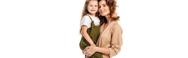 2014 사이트 Header Screenful Mother Holding Arms Cute Daughter Isolated — 스톡 사진