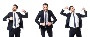 Beyaz cinsiyet ayrımcılığı kavramında kendini gösteren kibirli işadamlarının kolajı. 