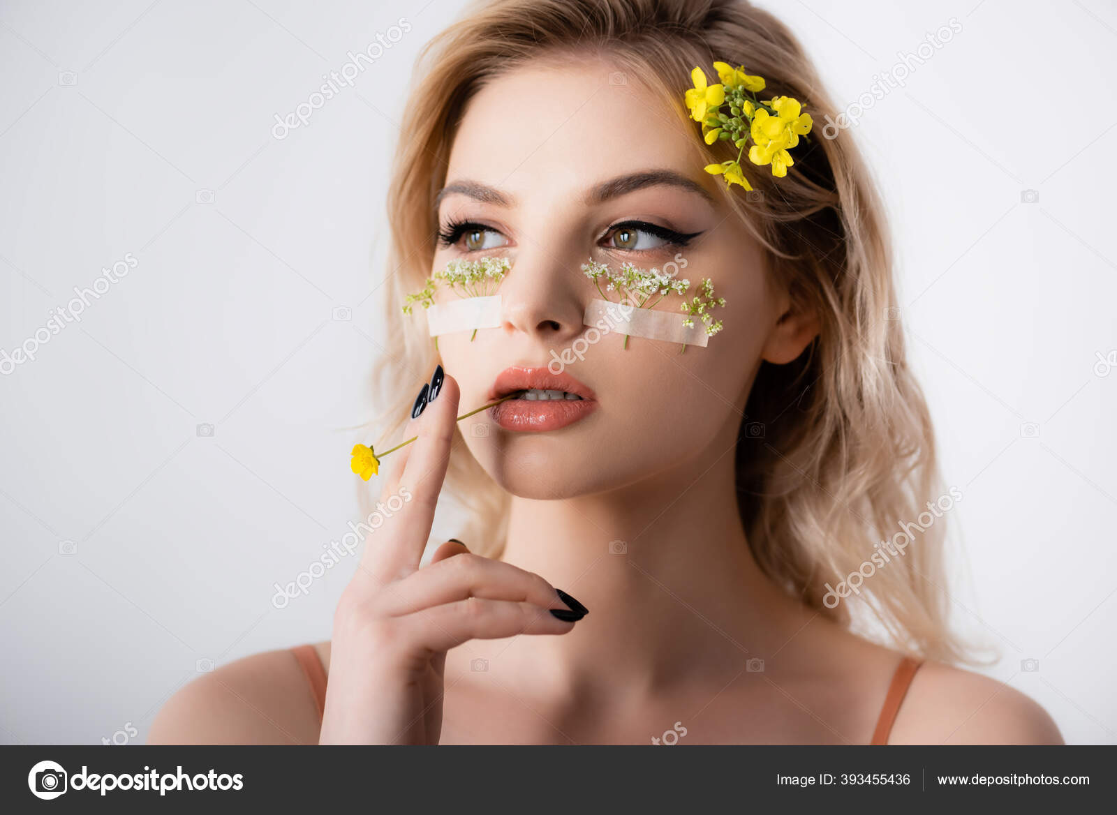Blonde woman with wildflowers in her hair - wide 10