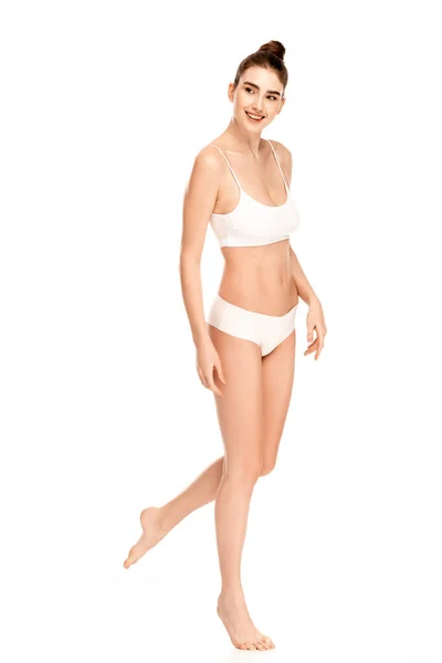 Mükemmel Vücutlu Genç Çıplak Ayaklı Bir Kadın Beyaz Tenli Bir — Stok fotoğraf