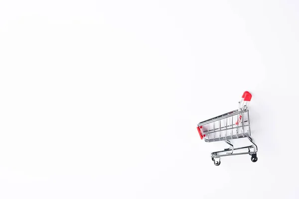 Top View Toy Shopping Cart White Background — Stock Photo, Image