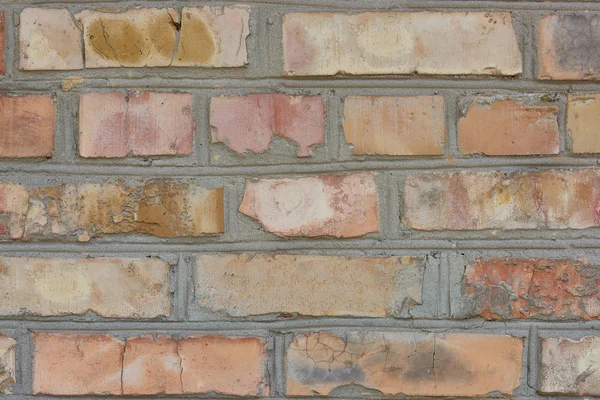 Velho parede de tijolo resistido, fundo quadro completo — Fotografia de Stock