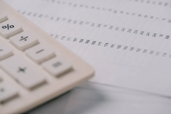 Close up view of calculator and documents, acoounting concept — Stock Photo