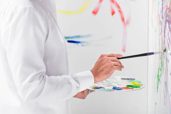 Close up of male hands holding drawing equipment — Stock Photo