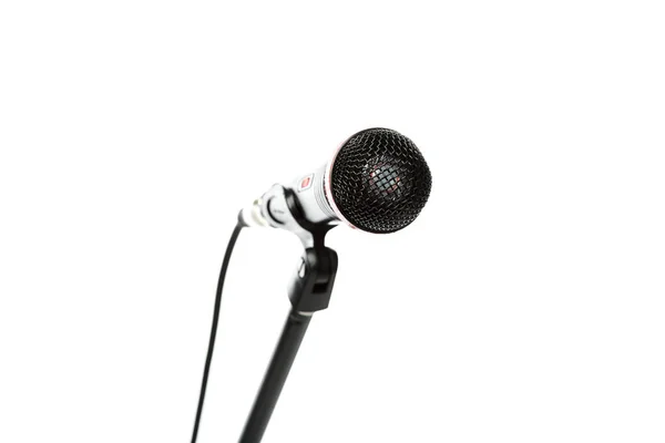 Close up view of electric microphone isolated on white — Stock Photo