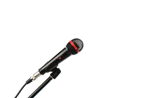 Vue rapprochée du microphone électrique isolé sur blanc — Photo de stock