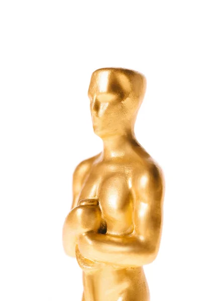 KYIV, UKRAINE - JANUARY 10, 2019: close up of shiny oscar award isolated on white — Stock Photo