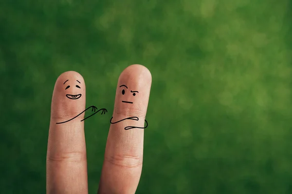 Cropped view of funny couple of fingers on green — Stock Photo