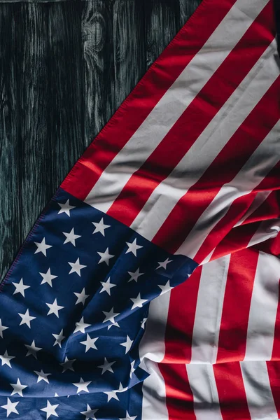 Usa national flag on grey wooden surface, memorial day concept — Stock Photo