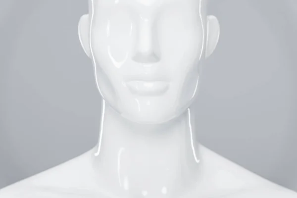 Weiße Kunststoff-Schaufensterpuppe Figur isoliert auf grau — Stockfoto
