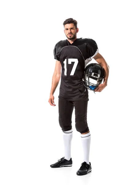 American Football-Spieler isoliert auf Weiß mit Kopierraum — Stockfoto