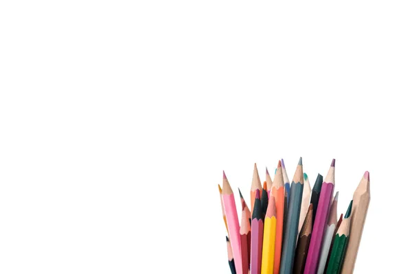 Crayons colorés isolés sur blanc avec espace de copie — Photo de stock