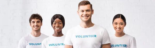 Horizontale Ernte junger multiethnischer Freiwilliger vor der Kamera — Stockfoto