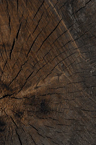 Ciemny Brąz Pęknięty Tekstury Drewniane Widok Pełnoekranowy — Zdjęcie stockowe
