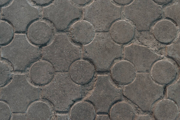 close-up view of old grey pavement textured background 