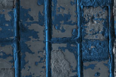 close-up view of old weathered blue and grey brick wall clipart