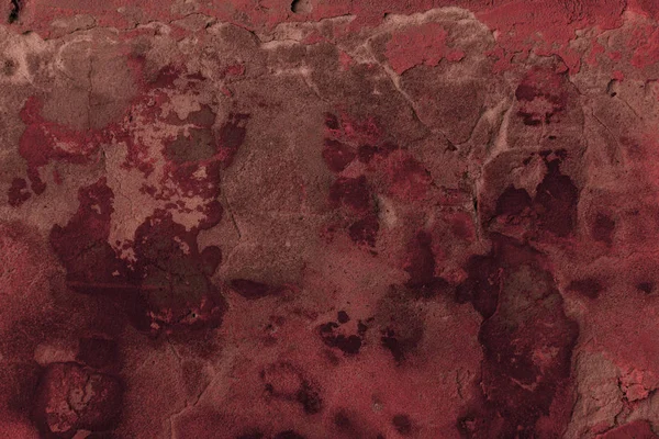 Piena vista cornice di sfondo rosso scuro incrinato parete strutturata — Foto stock
