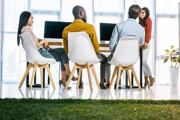 Multicultural Group Business People Having Meeting Workplace Office — Stock Photo, Image