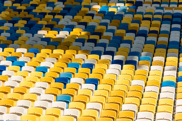 Full Frame Shot Empty Colorful Seats Tribunes Modern Stadium — Stock Photo, Image