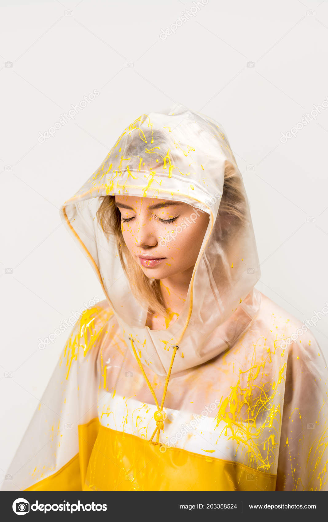 woman in raincoat