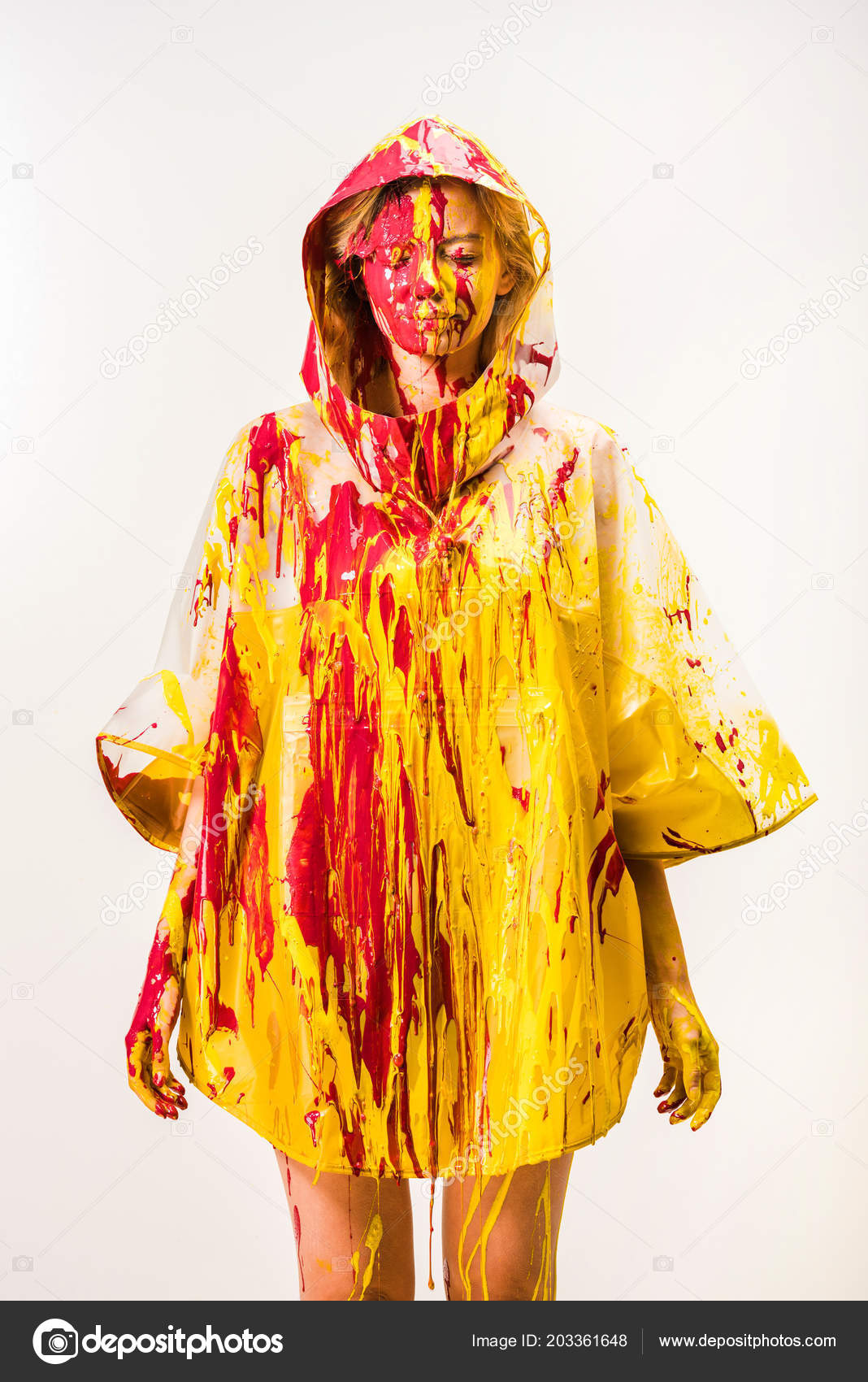 woman in raincoat