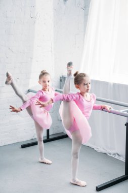 germe ve bale okulunda dans pembe tutu etek şirin küçük çocuklarda