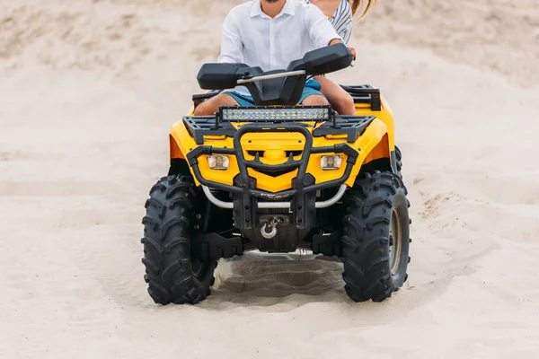 Cropped Shot Active Young Couple Riding All Terrain Vehicle Desert — Stock Photo, Image