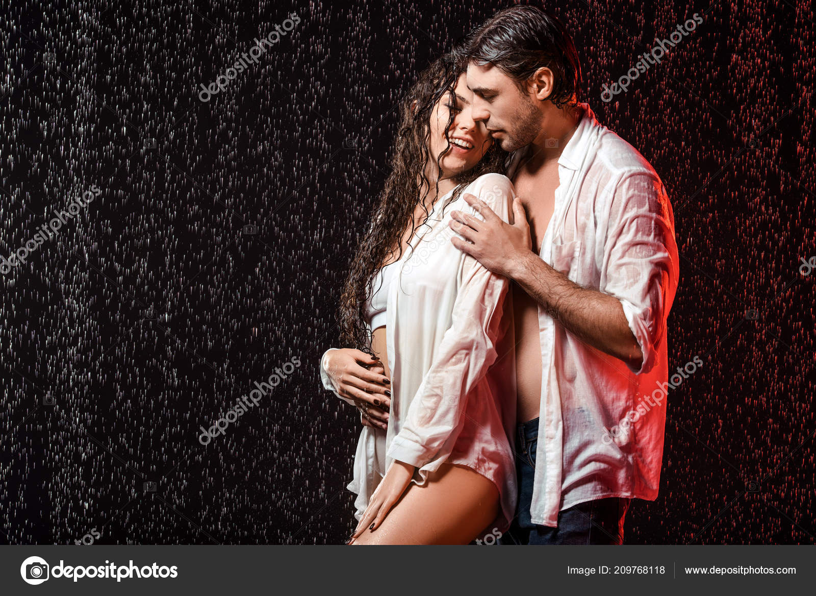 sexy is standing in the rain as Sexy is standing in the rain as