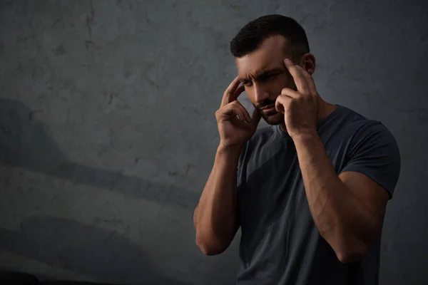 Handsome Tired Man Suffering Headache — Stock Photo, Image