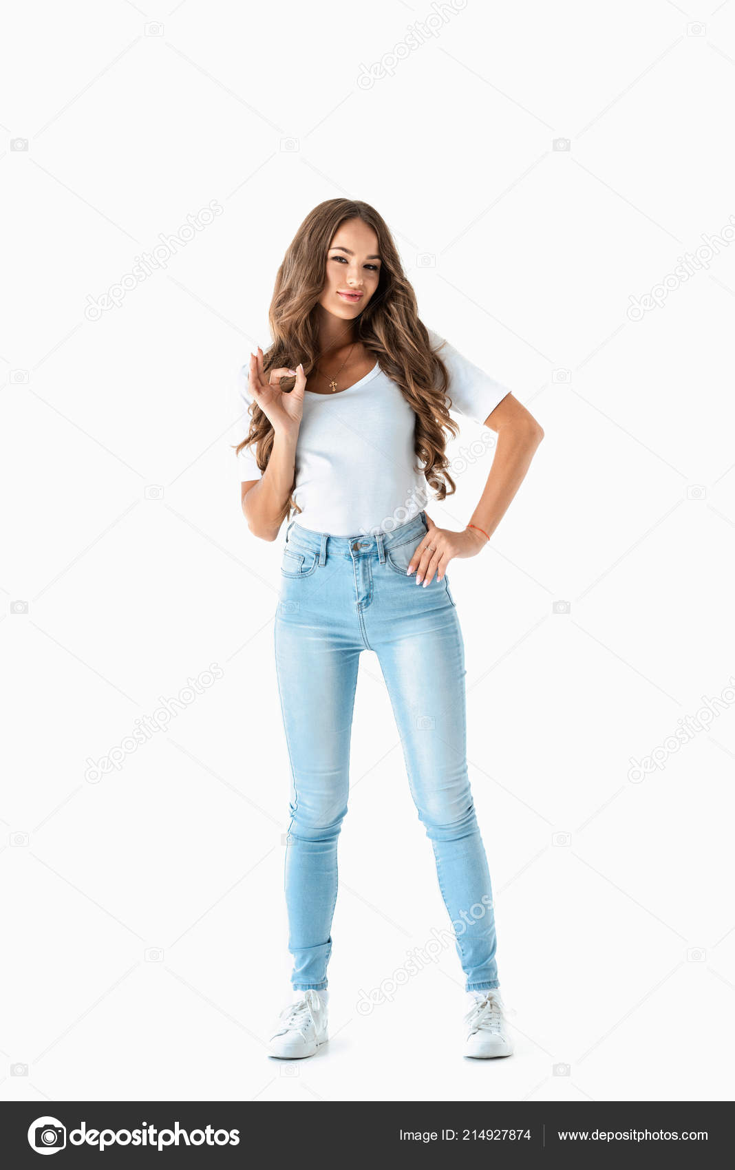 美しい女の子の サインは 白で隔離を示す ストック写真 C Vitalikradko 美しい女の子の サインは 白で隔離を示す ストック写真 C Vitalikradko
