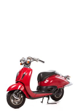 red retro scooter isolated on white clipart