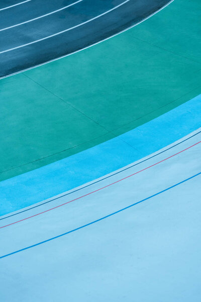 top view of colorful lines at track, geometric background 